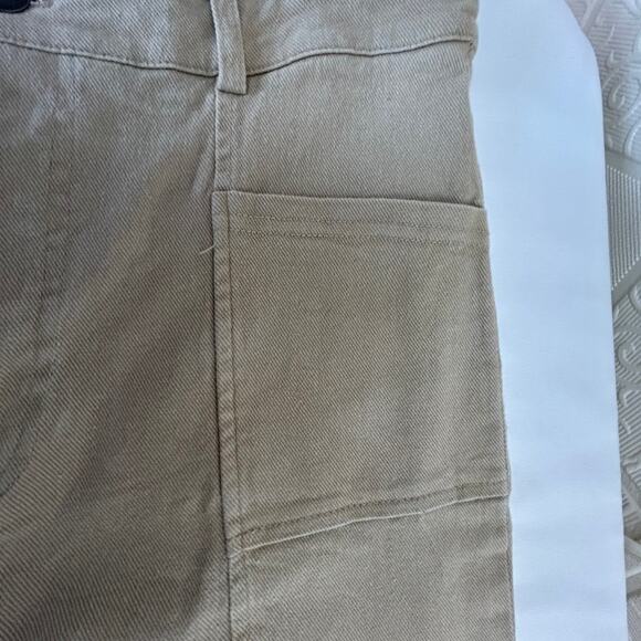 HYFVE Size Large tan slight bell bottom pants stretch see slit on bottoms decor - Picture 7 of 14